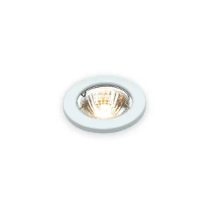White recessed downlight with illuminated reflector and retaining spring