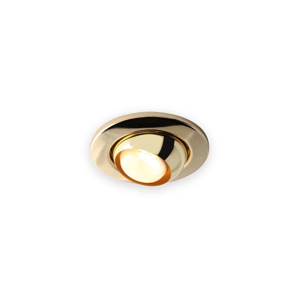 Brass eyeball downlight with illuminated optic Brass eyeball downlight with illuminated optic