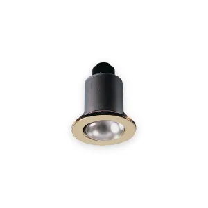Brass R63 recessed downlight with dark cylindrical housing