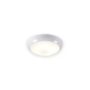 Knightsbridge IP44 28W HF Emergency Polo Bulkhead with Opal Diffuser and White Base