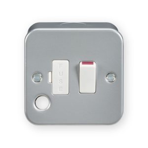 Knightsbridge M6300F Metal Clad 13A Switched Fused Spur Unit with Flex Outlet - Powder-coated Silver/Grey