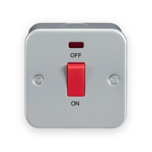 Knightsbridge Metal Clad 45A DP Switch with Neon - Single Size