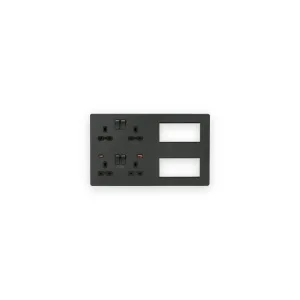 Knightsbridge SFR998AT anthracite multimedia combination plate with black inserts, USB-A and USB-C ports and two open module apertures