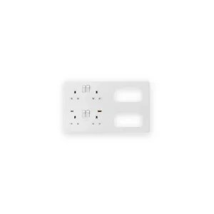 Knightsbridge Multimedia Combo Plate + Dual USB A+C 12V DC 1.5A (Max. 18W) - Matt White w/White Insert