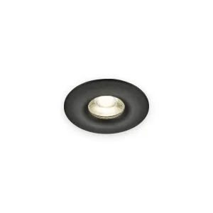 Knightsbridge Odina Single Fixed Round Downlight Black with complete bezel and illuminated glass optic