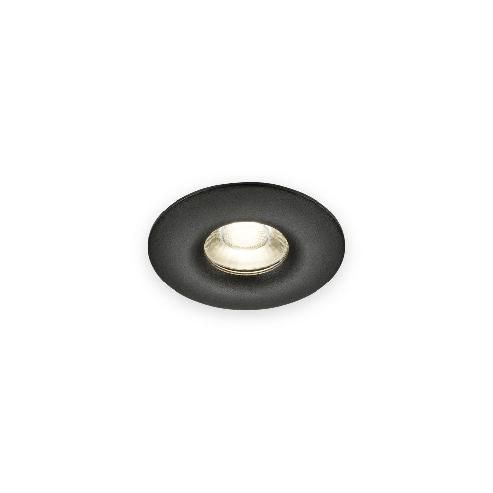 Knightsbridge Odina Single Fixed Round Downlight Black with complete bezel and illuminated glass optic Knightsbridge Odina Single Fixed Round Downlight Black with complete bezel and illuminated glass optic