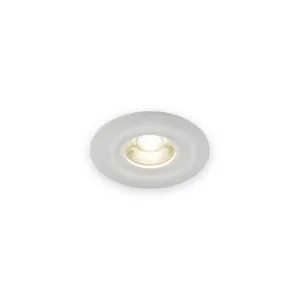 Knightsbridge Odina Single Fixed Round Downlight White with complete bezel and illuminated glass optic