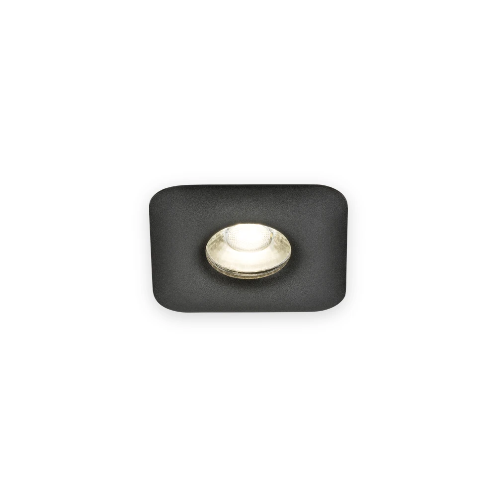 Knightsbridge Odina Single Fixed Square Downlight Black with illuminated optic Knightsbridge Odina Single Fixed Square Downlight Black with illuminated optic