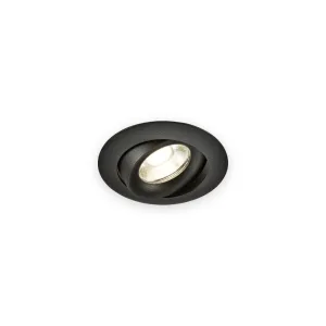 Knightsbridge Odina Single Tilt Round Downlight Black with illuminated optic