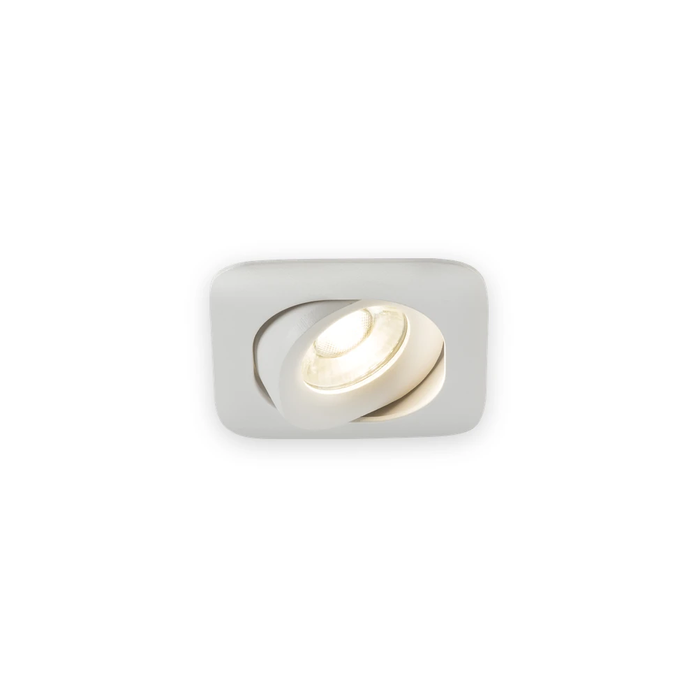 Knightsbridge Odina Single Tilt Square Downlight White with illuminated optic Knightsbridge Odina Single Tilt Square Downlight White with illuminated optic