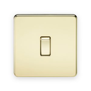 Knightsbridge polished brass single-gang two-way light switch