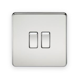 Knightsbridge polished chrome two-gang two-way switch
