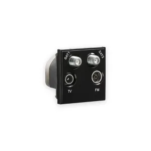 Knightsbridge Quadplexed SAT1/SAT2/TV/FM DAB Outlet Module 50 x 50mm - Black