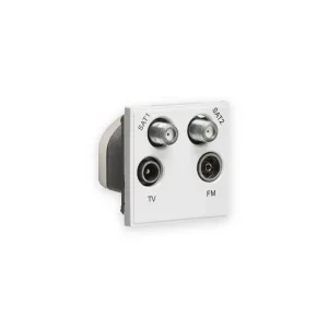 Knightsbridge Quadplexed SAT1/SAT2/TV/FM DAB Outlet Module 50 x 50mm - White