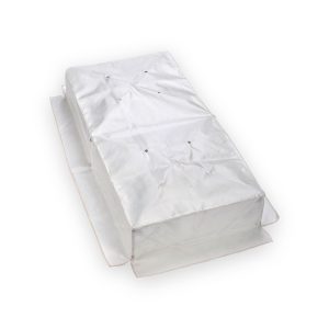 Knightsbridge rectangular fire hood with white woven fabric, stitched flanges and fasteners