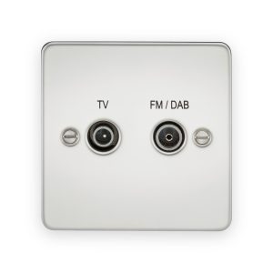 Knightsbridge Screened Diplex Outlet (TV, FM DAB) in Polished Chrome