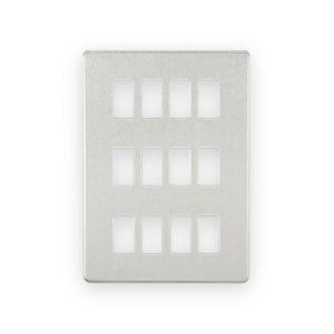 Knightsbridge Screwless 12G Grid Faceplate - Brushed Chrome