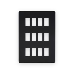 Knightsbridge Screwless 12G Grid Faceplate - Matt Black - GDSF012MB