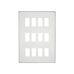 Knightsbridge Screwless 12G Grid Faceplate - Polished Chrome