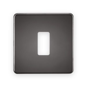 Knightsbridge Screwless 1G Grid Faceplate - Black Nickel