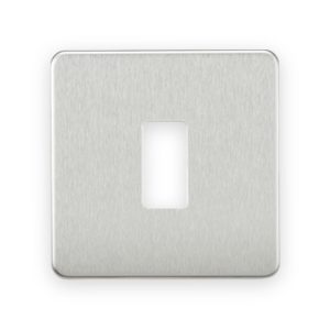 Knightsbridge Screwless 1G Grid Faceplate - Brushed Chrome