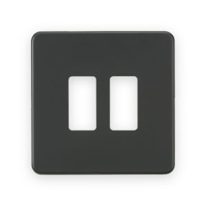Knightsbridge Screwless 2G Grid Faceplate - Anthracite