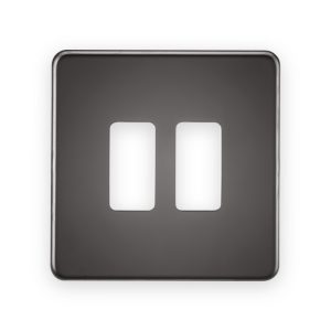 Knightsbridge Screwless 2G Grid Faceplate - Black Nickel