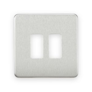 Knightsbridge Screwless 2G Grid Faceplate - Brushed Chrome
