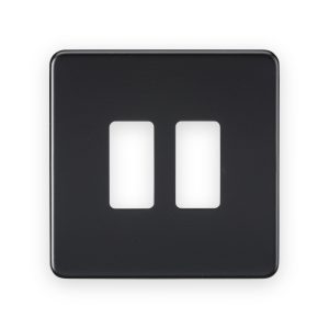 Knightsbridge Screwless 2G Grid Faceplate - Matt Black - GDSF002MB