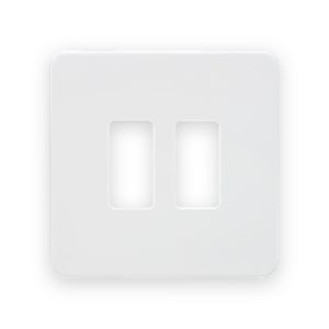 Knightsbridge Screwless 2G Grid Faceplate - Matt White