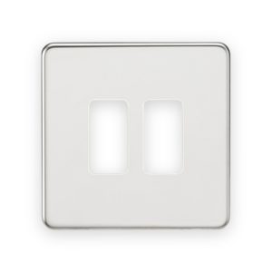Knightsbridge Screwless 2G Grid Faceplate - Polished Chrome