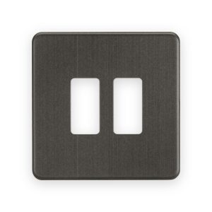 Knightsbridge Screwless 2G Grid Faceplate - Smoked Bronze