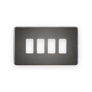 Knightsbridge Screwless 4G Grid Faceplate - Black Nickel