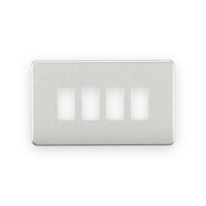 Knightsbridge Screwless 4G Grid Faceplate - Brushed Chrome