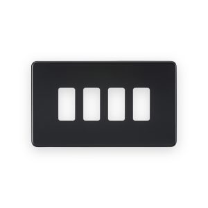 Knightsbridge Screwless 4G Grid Faceplate - Matt Black - GDSF004MB
