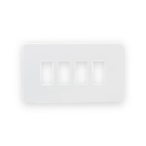 Knightsbridge Screwless 4G Grid Faceplate - Matt White