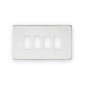 Knightsbridge Screwless 4G Grid Faceplate - Polished Chrome