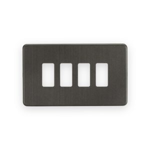 Knightsbridge Screwless 4G Grid Faceplate - Smoked Bronze