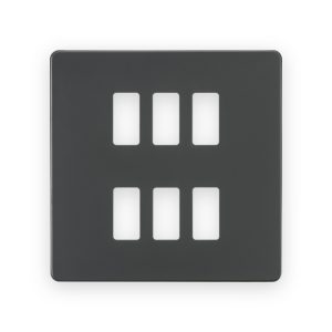 Knightsbridge Screwless 6G Grid Faceplate - Anthracite