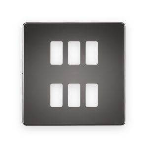 Knightsbridge Screwless 6G Grid Faceplate - Black Nickel