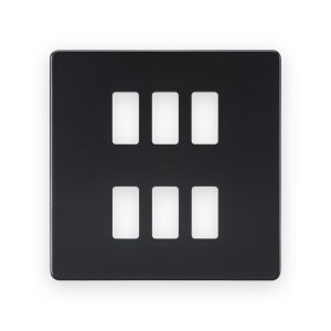 Knightsbridge Screwless 6G Grid Faceplate - Matt Black - GDSF006MB