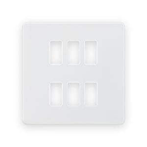 Knightsbridge Screwless 6G Grid Faceplate - Matt White