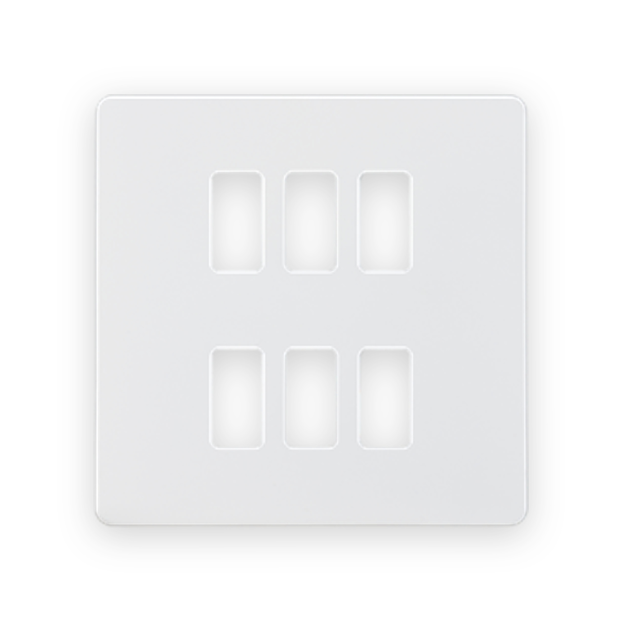knightsbridge-screwless-6g-grid-faceplate-matt-white-gdsf006mw Knightsbridge Screwless 6G Grid Faceplate - Matt White