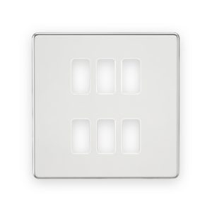 Knightsbridge Screwless 6G Grid Faceplate - Polished Chrome