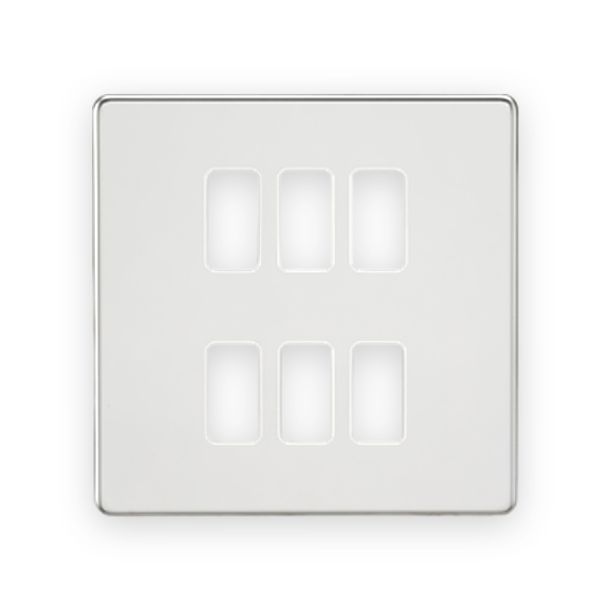 knightsbridge-screwless-6g-grid-faceplate-polished-chrome-gdsf006pc Knightsbridge Screwless 6G Grid Faceplate - Polished Chrome