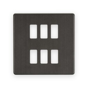 Knightsbridge Screwless 6G Grid Faceplate - Smoked Bronze