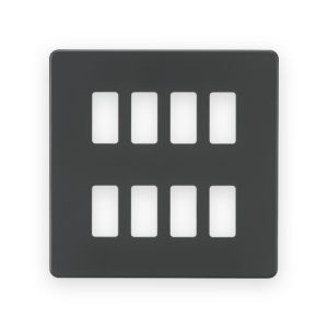 Knightsbridge Screwless 8G Grid Faceplate - Anthracite