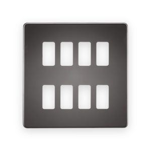 Knightsbridge Screwless 8G Grid Faceplate - Black Nickel