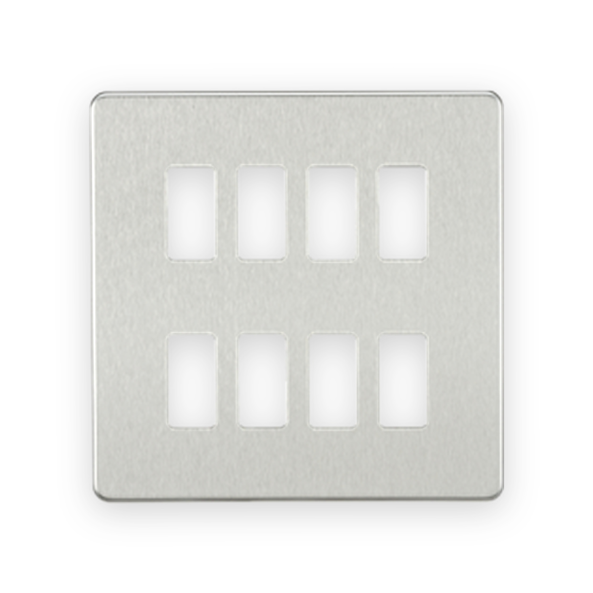 knightsbridge-screwless-8g-grid-faceplate-brushed-chrome-gdsf008bc Knightsbridge Screwless 8G Grid Faceplate - Brushed Chrome
