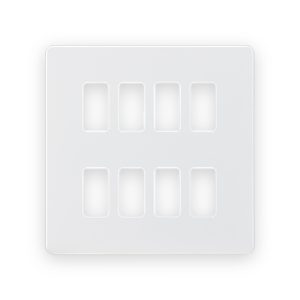 Knightsbridge Screwless 8G Grid Faceplate - Matt White